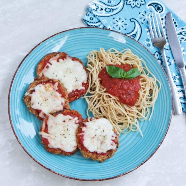 eggplant parmesan with pasta and tomato sauce