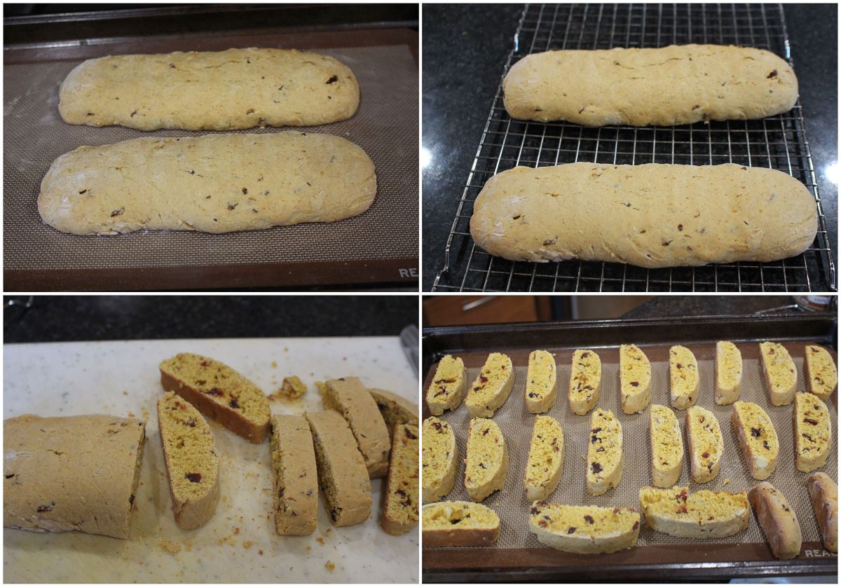 baking biscotti logs and then slicing them