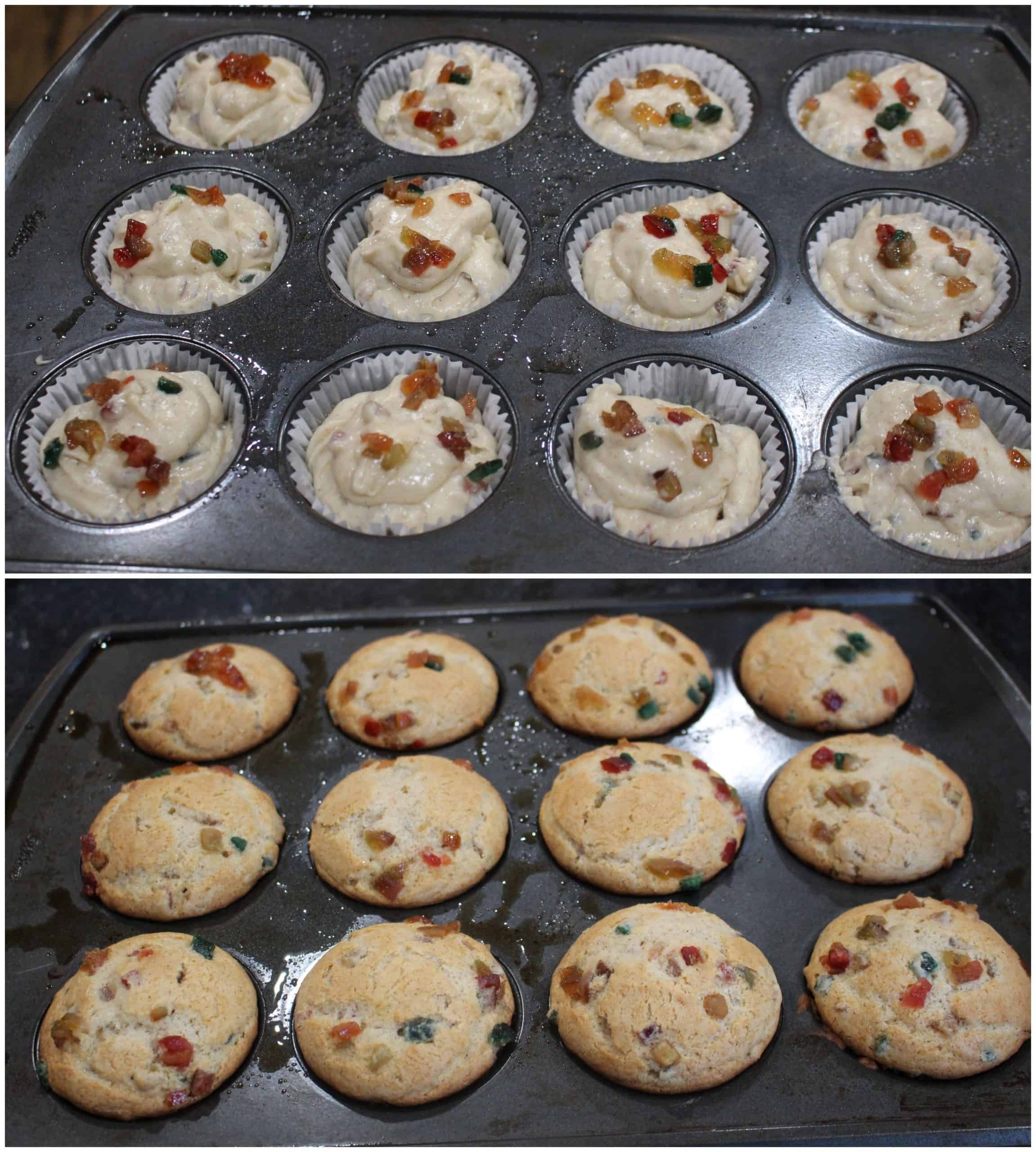 Baking muffins in a muffin tin.