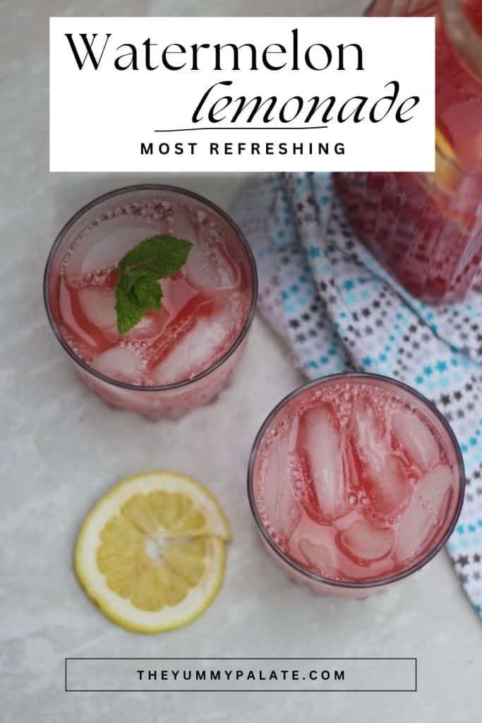 Watermelon lemonade with text for pinterest