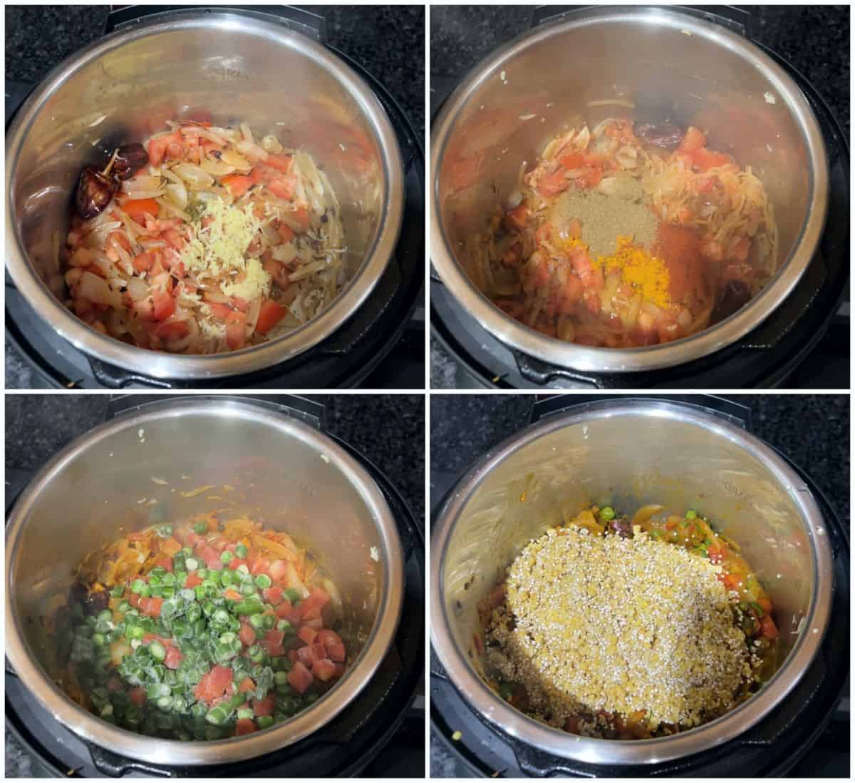 Process shot to make quinoa and moong dal khichdi in instant pot.